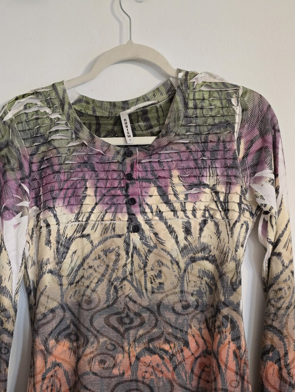 Cubism Multicolor Long Sleeve Blouse Top - Size Small - Picture 9 of 17